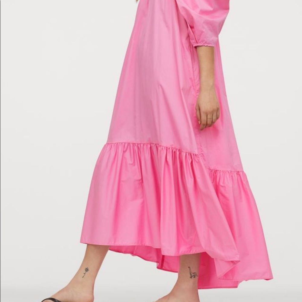 H&M pink puffed sleeve cotton dress